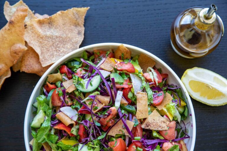 Fattoush Herb salad served in a bowl