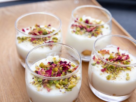 arabian milk pudding served in individual glassed