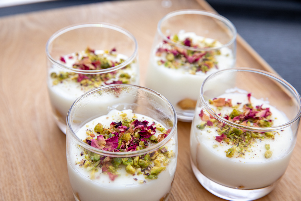 arabian milk pudding served in individual glassed