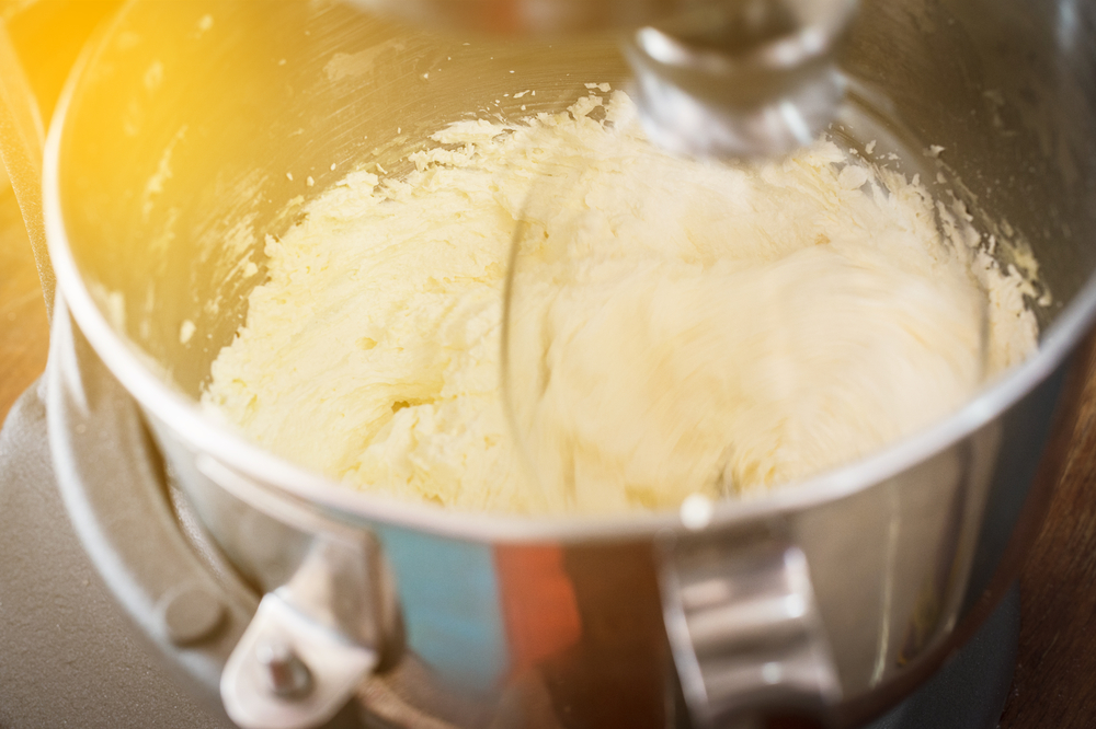 butter and sugar in a mixer for home-made cookies