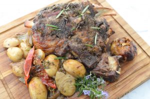 roast lamb with veggies