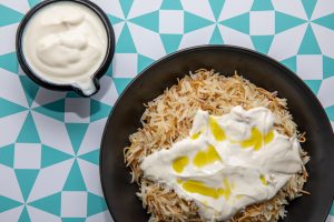 rice vermicelli served with natural yogurt