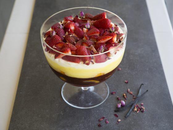 Trifle served in a bowl
