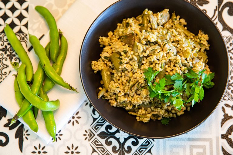 broad bean and burghul pilaf