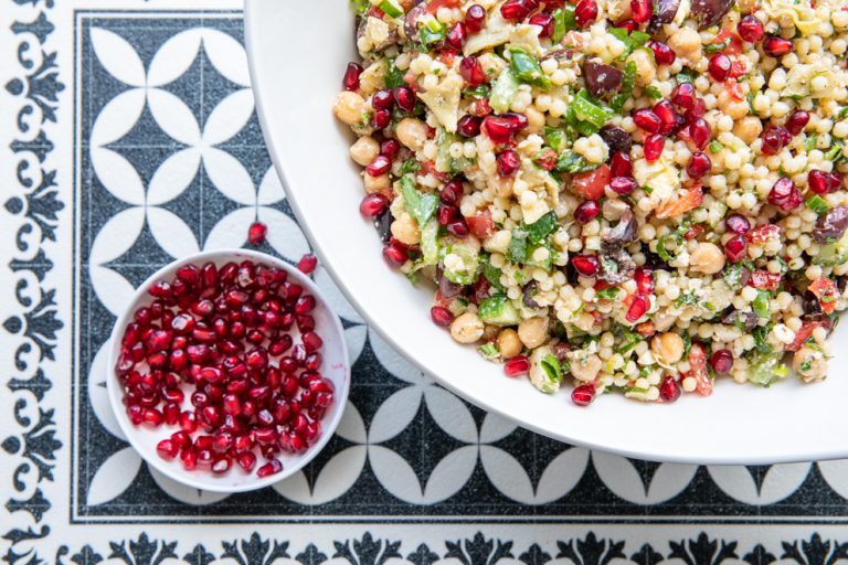 Pearl Couscous and Chickpea Salad served
