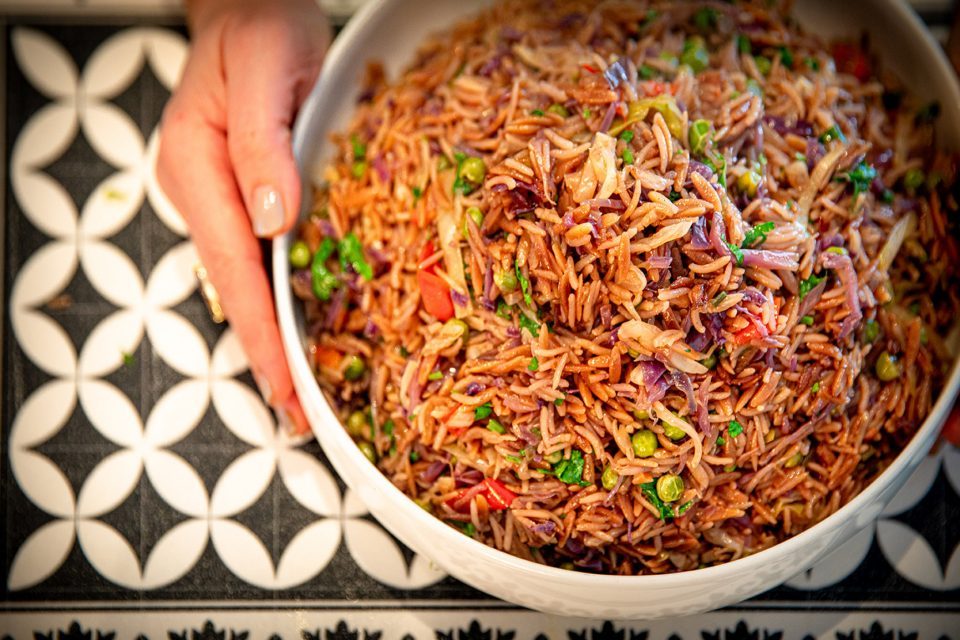 Red Cabbage Rice Pilaf with Orzo