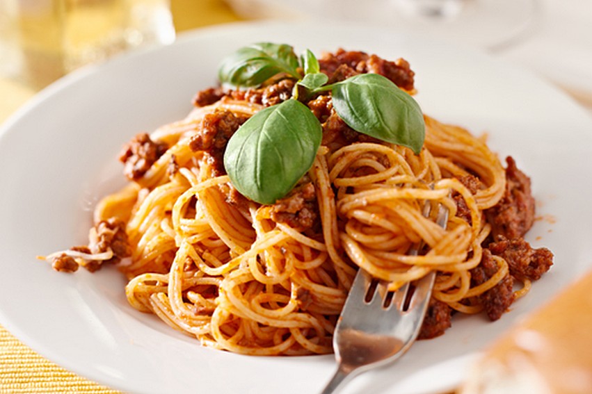 Spaghetti With Beef Tomato Sauce - Rouba Shahin Middle Eastern Cooking